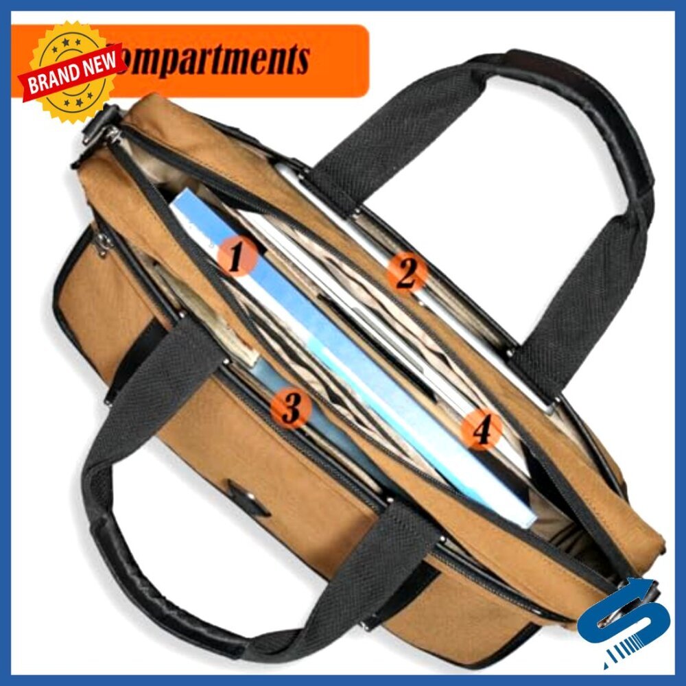 Professional Business Briefcase Expandable Laptop Bag Durable Mens Work Bag - Picture 6 of 7